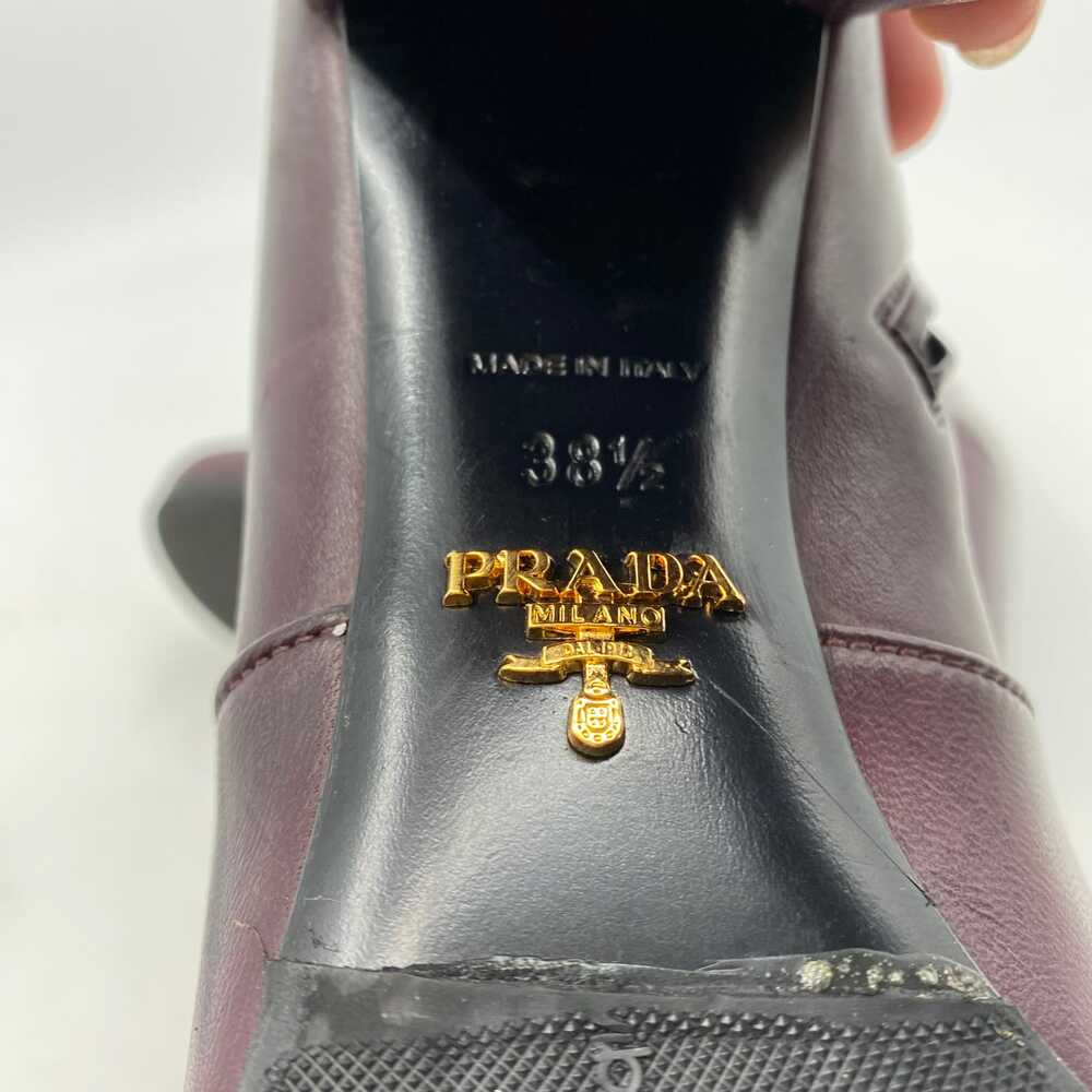 Prada Wine Red Leather Heeled Ankle Boots | Size 38.5 EU - Picture 5 of 12